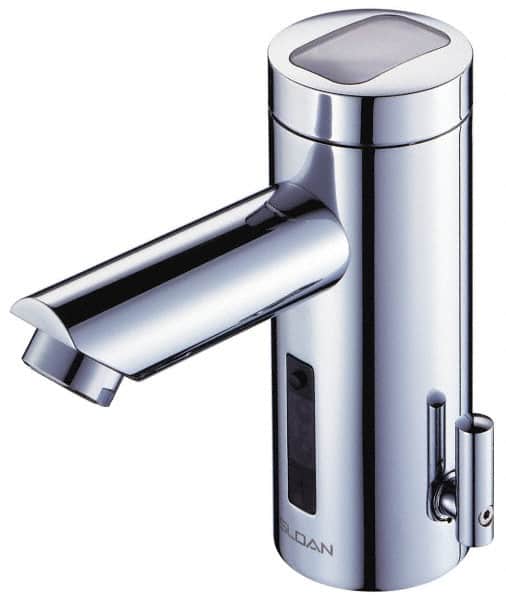 Sloan Valve Co. - Chrome Single Hole Electronic & Sensor Faucet with External Mixer - Powered by Battery, Standard Spout, 4" Mounting Centers - Exact Tooling