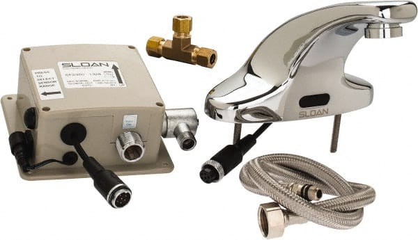 Sloan Valve Co. - Chrome 4" Centerset Electronic & Sensor Faucet without Mixer - Powered by Battery, Standard Spout, 4" Mounting Centers - Exact Tooling