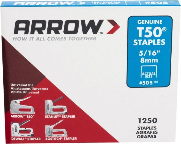 Arrow - 3/8" Wide High Carbon Steel Heavy-Duty Staples - 5/16" Leg Length - Exact Tooling