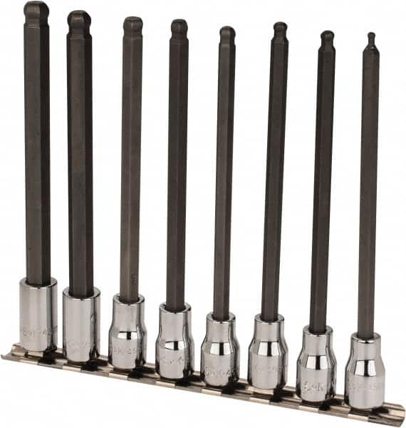 SK - 8 Piece 3/8" Drive Metric Ball Hex Bit Socket Set - 3 to 10mm Hex - Exact Tooling