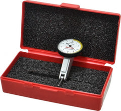 Starrett - 0.01 Inch Range, 0.0001 Inch Dial Graduation, Horizontal Dial Test Indicator - 1-3/8 Inch White Dial, 0-5-0 Dial Reading - Exact Tooling