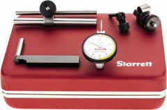 Starrett - 7 Piece, 0" to 0.01" Measuring Range, 1-3/8" Dial Diam, 0-5-0 Dial Reading, White Dial Test Indicator Kit - 13/16" Contact Point Length, 2mm Ball Diam, 0.0001" Dial Graduation - Exact Tooling