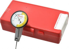 Starrett - 0.06 Inch Range, 0.0005 Inch Dial Graduation, Horizontal Dial Test Indicator - 1-3/8 Inch White Dial, 0-15-0 Dial Reading - Exact Tooling