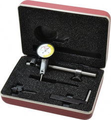Starrett - 7 Piece, 0" to 0.06" Measuring Range, 1-3/8" Dial Diam, 0-15-0 Dial Reading, White Dial Test Indicator Kit - 13/16" Contact Point Length, 2mm Ball Diam, 0.0005" Dial Graduation - Exact Tooling