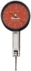 Starrett - 0.03 Inch Range, 0.0005 Inch Dial Graduation, Horizontal Dial Test Indicator - 1-3/8 Inch Red Dial, 0-15-0 Dial Reading - Exact Tooling