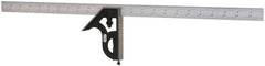 Starrett - 2 Piece, 24" Combination Square Set - 1/16, 1/32, 1/64 & 1/8" (4R) Graduation, Steel Blade, Cast Iron Square Head - Exact Tooling