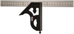 Starrett - 2 Piece, 300mm Combination Square Set - 0.5 & 1mm (Metric) Graduation, Steel Blade, Cast Iron Square Head - Exact Tooling