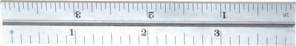 Starrett - 4 Inch Long Blade, 4R Graduation Combination Square Blade - Satin Chrome Finish, Steel, 1/64, 1/32 1/16 and 1/8 Inch Graduation - Exact Tooling