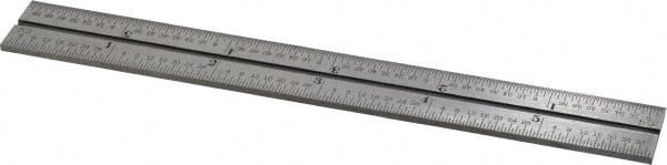 Starrett - 6 Inch Long Blade, 16R Graduation Combination Square Blade - Steel, 1/100, 1/64, 1/50 and 1/32 Inch Graduation - Exact Tooling