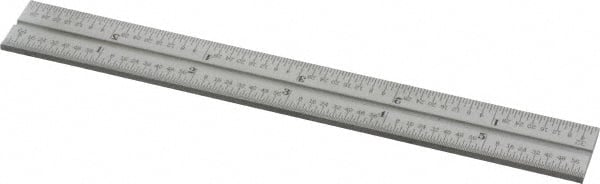 Starrett - 6 Inch Long Blade, 16R Graduation Combination Square Blade - Satin Chrome Finish, Steel, 1/100, 1/64, 1/50 and 1/32 Inch Graduation - Exact Tooling