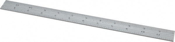 Starrett - 12 Inch Long Blade, 4R Graduation Combination Square Blade - Satin Chrome Finish, Steel, 1/64, 1/32 1/16 and 1/8 Inch Graduation - Exact Tooling