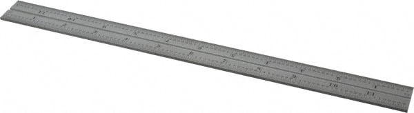 Starrett - 12 Inch Long Blade, 16R Graduation Combination Square Blade - Satin Chrome Finish, Steel, 1/100, 1/64, 1/50 and 1/32 Inch Graduation - Exact Tooling