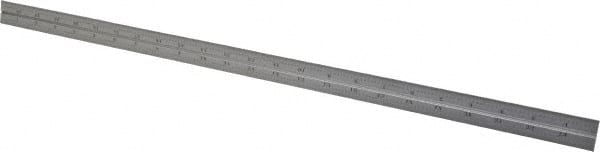 Starrett - 24 Inch Long Blade, 16R Graduation Combination Square Blade - Satin Chrome Finish, Steel, 1/100, 1/64, 1/50 and 1/32 Inch Graduation - Exact Tooling