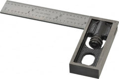 Starrett - 4 Inch Long, 4R Double Square - 1/64, 1/32, 1/16 and 1/8 Inch Graduation, Hardened Steel - Exact Tooling