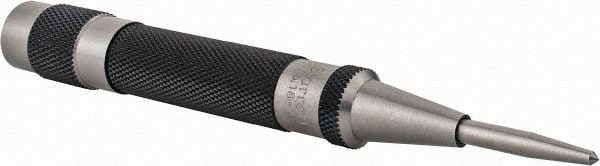 Starrett - 9/16" Automatic Center Punch - 5" OAL, Steel - Exact Tooling