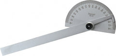 Starrett - 6 Inch Long Blade, 180° Max Measurement, 1° Dial Graduation, Half Round Head Protractor - 0 to 180 Dial Range - Exact Tooling