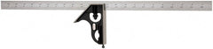 Starrett - 2 Piece, 24" Combination Square Set - 1/16, 1/32, 1/64 & 1/8" (4R) Graduation, Steel Blade, Forged Steel Square Head - Exact Tooling