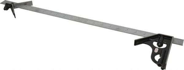 Starrett - 3 Piece, 24" Combination Square Set - 1/16, 1/32, 1/64 & 1/8" (4R) Graduation, Steel Blade, Forged Steel Center & Square Head - Exact Tooling