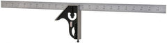 Starrett - 2 Piece, 24" Combination Square Set - 1/100, 1/32, 1/50 & 1/64" (16R) Graduation, Steel Blade, Forged Steel Square Head - Exact Tooling