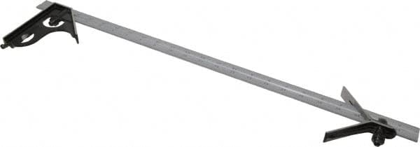 Starrett - 3 Piece, 24" Combination Square Set - 1/100, 1/32, 1/50 & 1/64" (16R) Graduation, Steel Blade, Forged Steel Center & Square Head - Exact Tooling