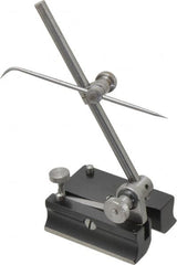 Starrett - 2 Spindle, 4 and 7 Inch Spindle Length, Surface Gage - 2 Inch Long x 1-1/2 Inch Wide Base, Hardened Steel - Exact Tooling