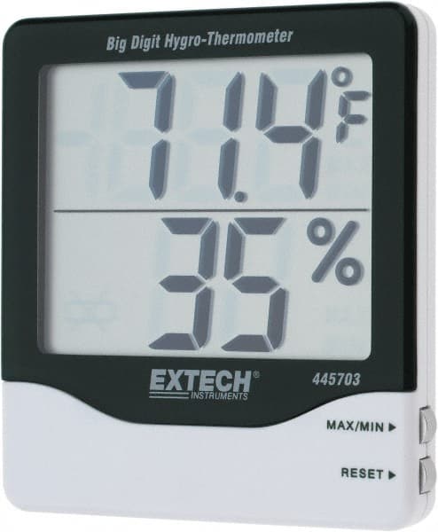 Extech - 14 to 140°F, 10 to 99% Humidity Range, Thermo-Hygrometer - 5% Relative Humidity Accuracy - Exact Tooling
