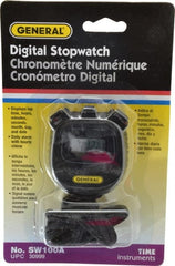 General - Small Display Stop Watch - Lithium Battery, Black - Exact Tooling