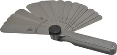 Starrett - 26 Piece, 0.0015 to 0.025" Thick, Parallel Feeler Gage Set - 3-1/32" Leaf Length, 1/2" Wide, Tempered Steel - Exact Tooling