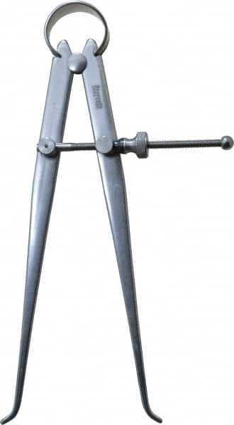 Starrett - 6 Inch Leg, Spring Joint, Steel, Polished, Inside Caliper - 6 Inch Max Measurement, 150mm Max Measurement, Flat Leg - Exact Tooling