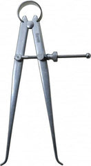 Starrett - 6 Inch Leg, Spring Joint, Steel, Polished, Inside Caliper - 6 Inch Max Measurement, 150mm Max Measurement, Flat Leg - Exact Tooling