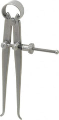 Starrett - 4 Inch Leg, Spring Joint, Steel, Polished, Inside Caliper - 4 Inch Max Measurement, 100mm Max Measurement, Flat Leg with Quick Nut Adjustment - Exact Tooling