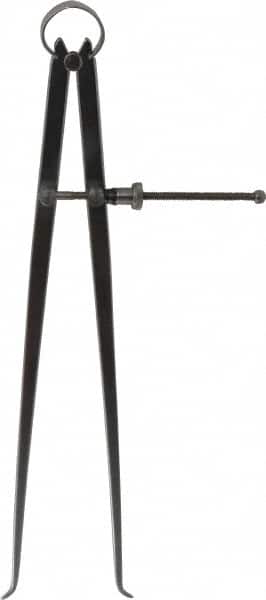 Starrett - 12 Inch Leg, Spring Joint, Steel, Polished, Inside Caliper - 12 Inch Max Measurement, 300mm Max Measurement, Flat Leg with Quick Nut Adjustment - Exact Tooling