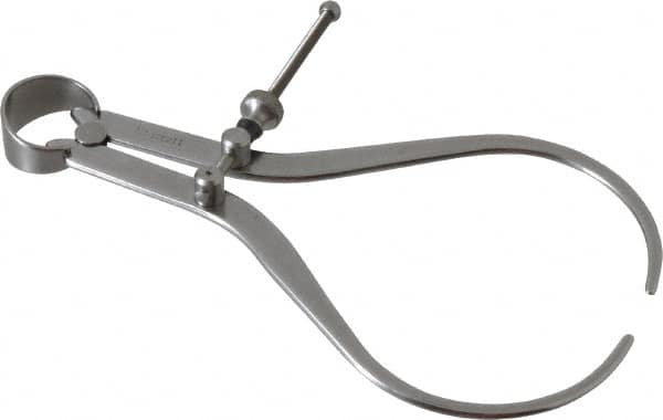 Starrett - 6 Inch Leg, Spring Joint, Steel, Polished, Outside Caliper - 6 Inch Max Measurement, 150mm Max Measurement, Flat Leg - Exact Tooling