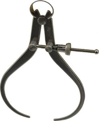 Starrett - 4 Inch Leg, Spring Joint, Steel, Polished, Outside Caliper - 4 Inch Max Measurement, 100mm Max Measurement, Flat Leg with Quick Nut Adjustment - Exact Tooling