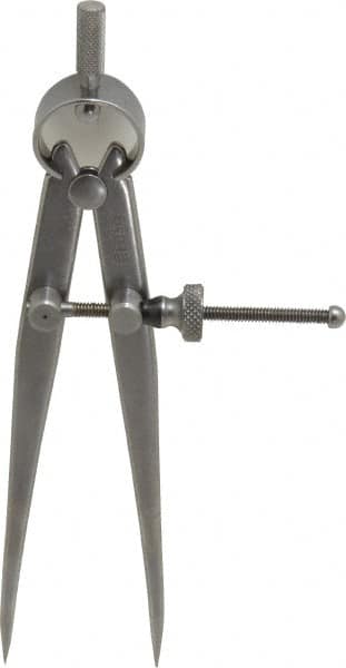 Starrett - 4 Inch Leg, Spring Joint, Steel, Polished, Divider - 4 Inch Max Measurement, 100mm Max Measurement, Flat Leg - Exact Tooling