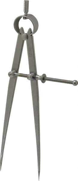 Starrett - 8 Inch Leg, Spring Joint, Steel, Polished, Divider - 8 Inch Max Measurement, 200mm Max Measurement, Flat Leg - Exact Tooling