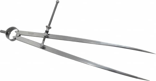 Starrett - 12 Inch Leg, Spring Joint, Steel, Polished, Divider - 12 Inch Max Measurement, 300mm Max Measurement, Flat Leg - Exact Tooling