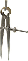 Starrett - 4 Inch Leg, Spring Joint, Steel, Polished, Divider - 4 Inch Max Measurement, 100mm Max Measurement, Flat Leg with Quick Nut Adjustment - Exact Tooling