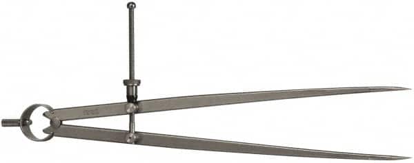 Starrett - 12 Inch Leg, Spring Joint, Steel, Polished, Divider - 12 Inch Max Measurement, 300mm Max Measurement, Flat Leg with Quick Nut Adjustment - Exact Tooling