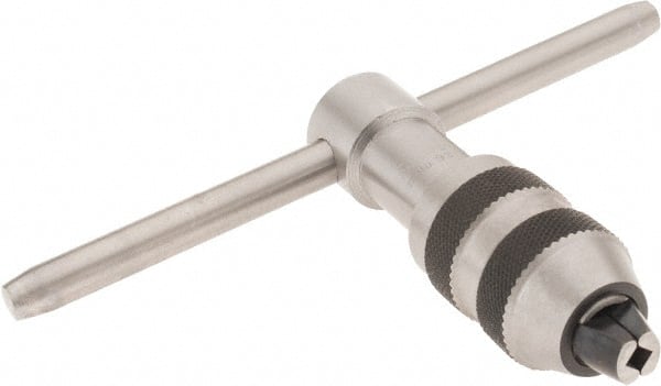 Starrett - 1/4 to 1/2" Tap Capacity, T Handle Tap Wrench - 3-1/2" Overall Length - Exact Tooling