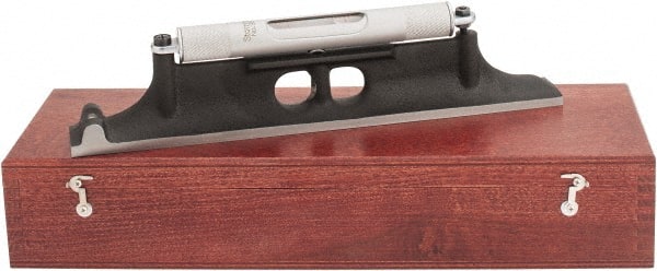 Starrett - 12" Long, 0.0050 & 0.0500" Graduation Sensitivity per 10", 2 Vials, Machinists' Level - Cast Iron - Exact Tooling