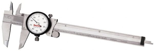 Starrett - 0mm to 150mm Range, 0.02 mm Graduation, 2mm per Revolution, Dial Caliper - Yellow Face, 1-1/2" Jaw Length, Accurate to 0.03mm - Exact Tooling