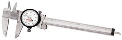 Starrett - 0mm to 225mm Range, 0.02 mm Graduation, 2mm per Revolution, Dial Caliper - Yellow Face, 1-1/2" Jaw Length, Accurate to 0.03mm/4mm - Exact Tooling