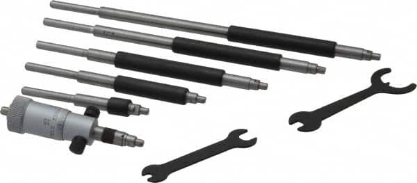 Starrett - 2 to 8", Mechanical Inside Micrometer Set - 0.001" Graduation, Friction Thimble - Exact Tooling