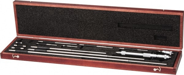 Starrett - 2 to 32", Satin Chrome Coated, Mechanical Inside Micrometer Set - 0.001" Graduation, Friction Thimble - Exact Tooling