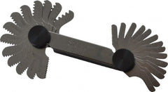 Starrett - 28 Leaf, 1/4 to 2.5mm Pitch Range, Steel Screw Pitch Gage - 60° Thread Angle - Exact Tooling