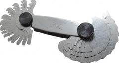 Starrett - 28 Leaf, 0.5 to 11.5mm Pitch Range, Steel Screw Pitch Gage - 60° Thread Angle - Exact Tooling