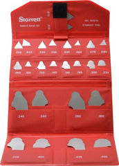 Starrett - 26 Piece, 0.01 to 0.1 Inch Radius, Stainless Steel Radius Gage Set - Satin Chrome Coated - Exact Tooling