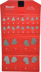 Starrett - 24 Piece, 1/32 to 1/2 Inch Radius, Stainless Steel Radius Gage Set - Satin Chrome Coated - Exact Tooling