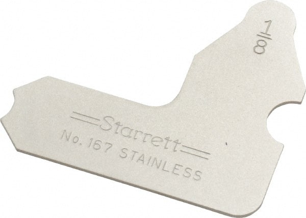 Starrett - 1/8 Inch Radius Gage - Satin Chrome Finish, Stainless Steel - Exact Tooling